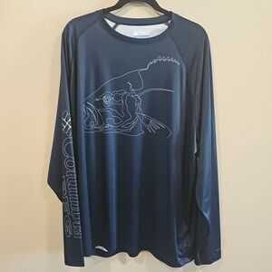 Columbia PFG Shirt Blue Long Sleeve Fishing Omni-Shade Men’s Size XXL
